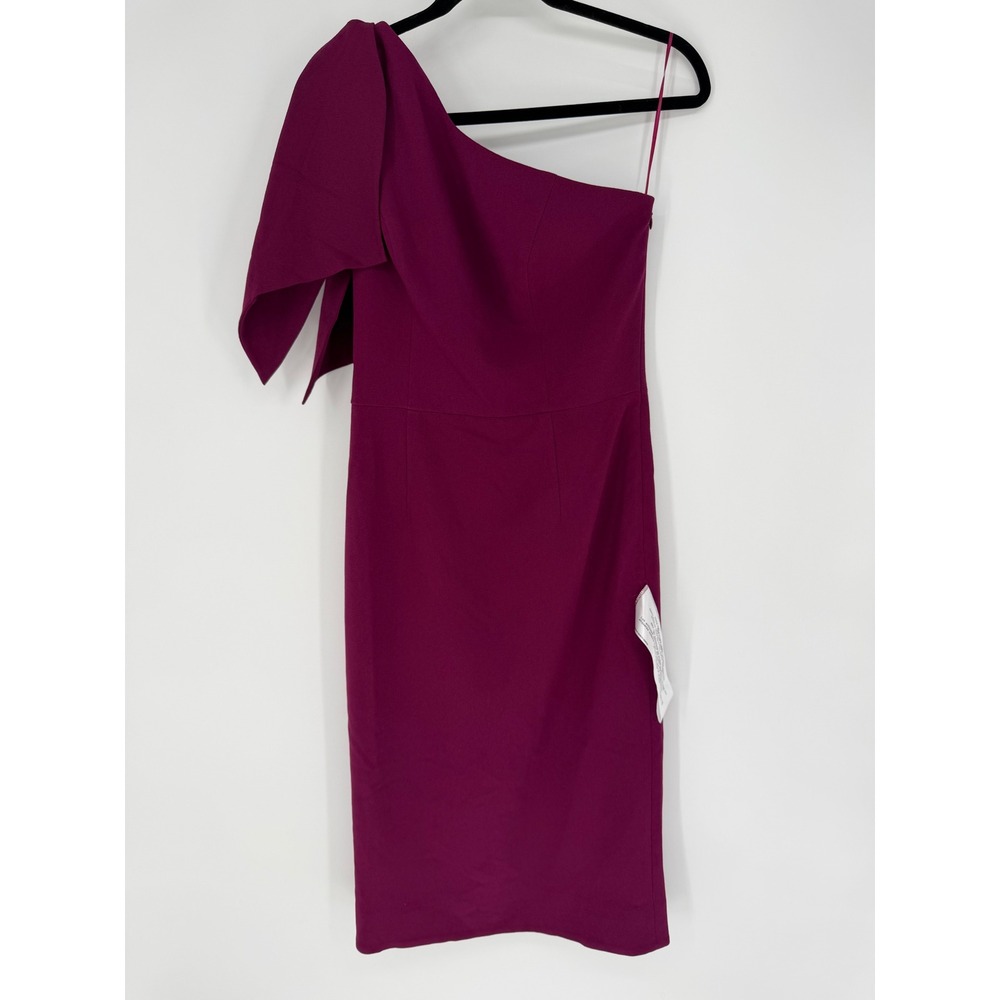 DRESS THE POPULATION TIFFANY MIDI DRESS DARK MAGENTA NWT MEDIUM WEDDING COCKTAIL